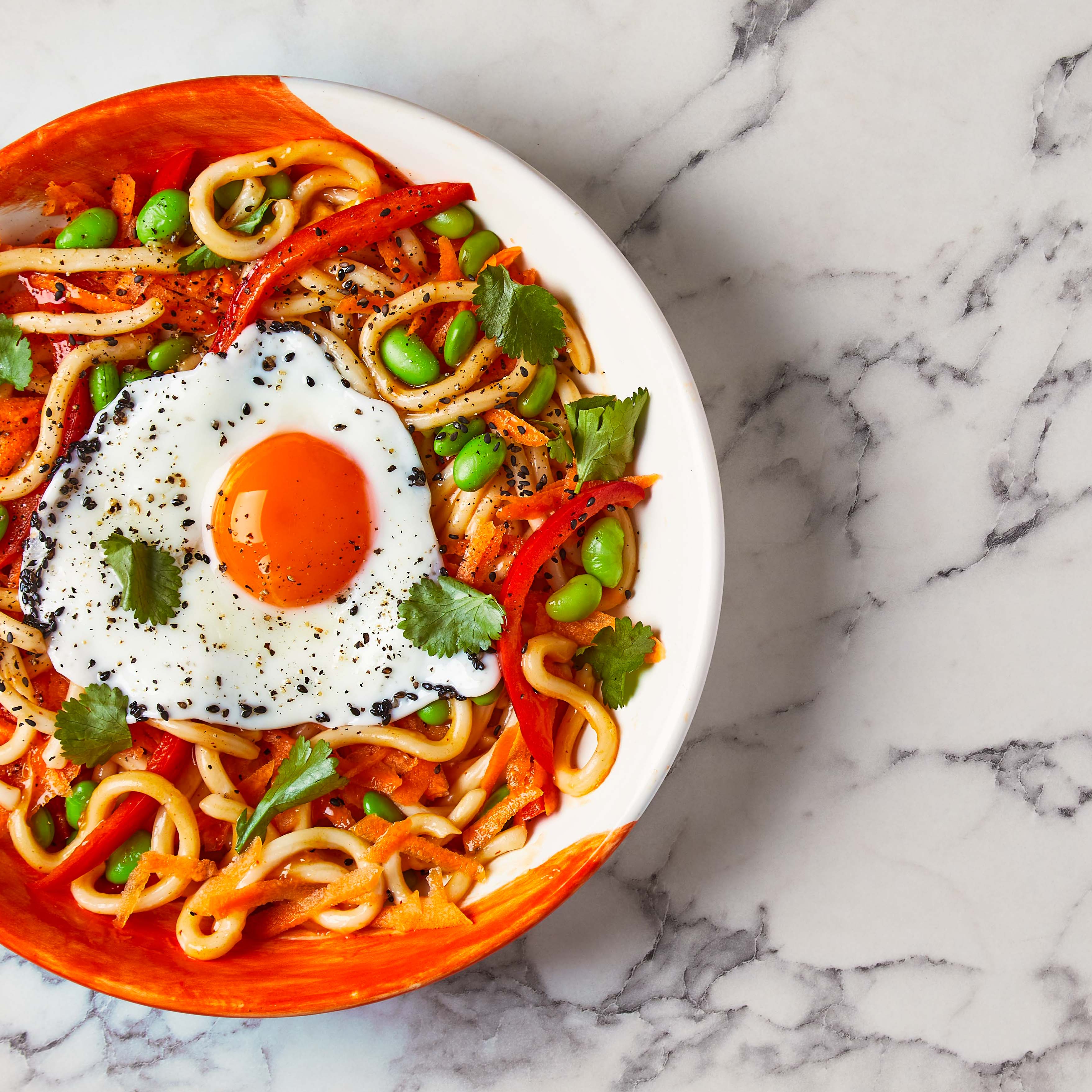 10Min Veggie Udon & Sesame Fried Egg Recipe Gousto