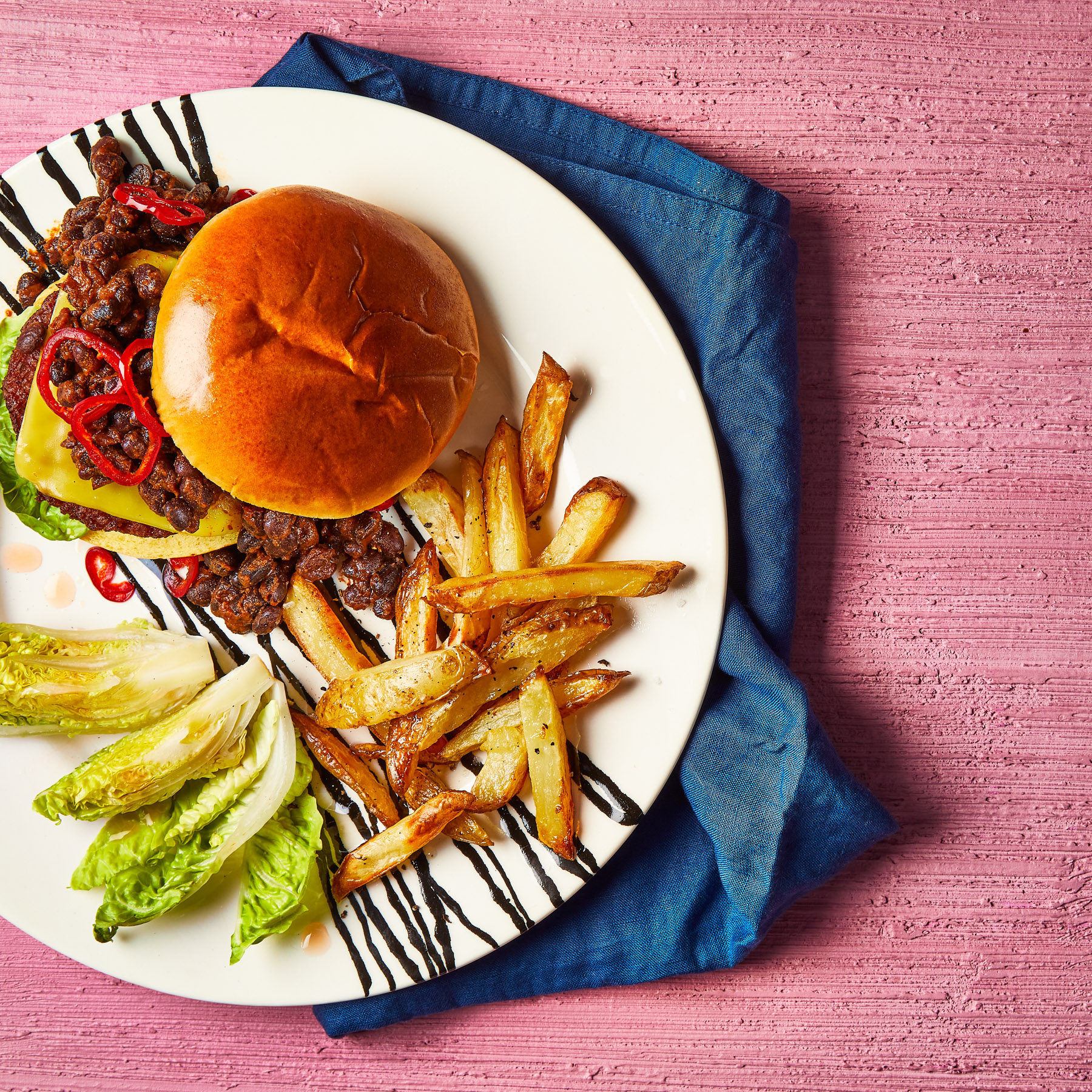 Vegan Chilli Cheese Burger With Smoky Fries Recipe Gousto