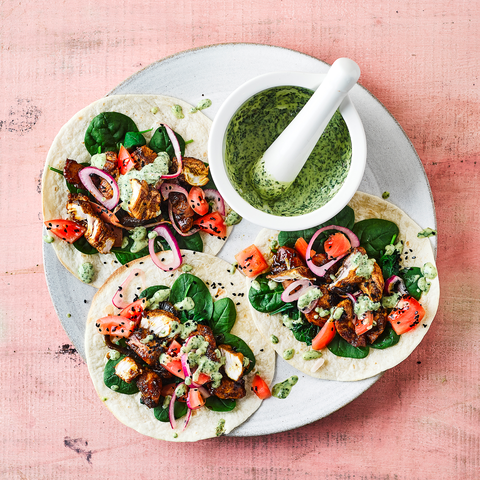 Spiced Chicken Wraps With Mint Chutney Recipe Gousto