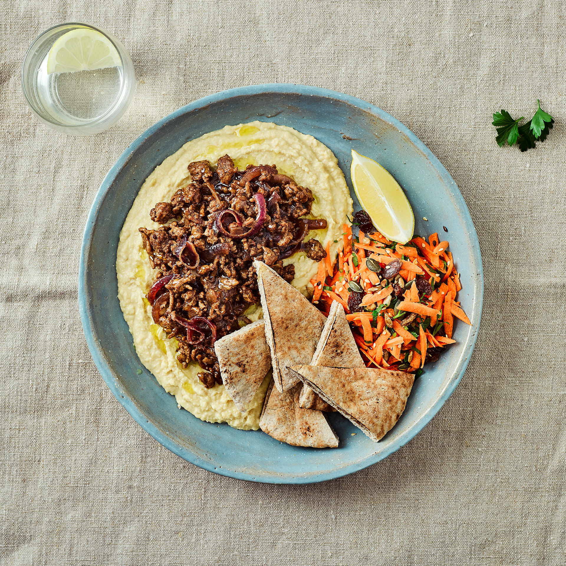 Moroccan Lamb, Hummus, Carrot & 3 Seed Salad Recipe Gousto