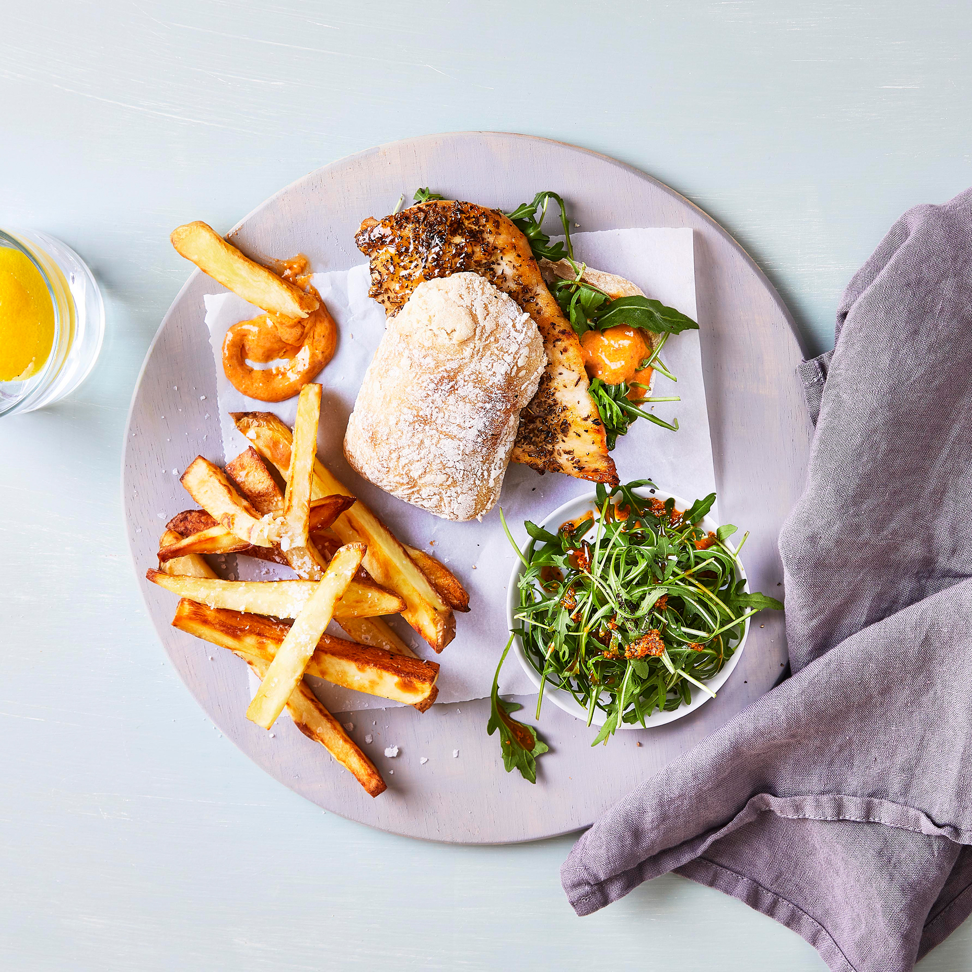 Chicken & Red Pesto Mayo Ciabatta With Fries Recipe Gousto