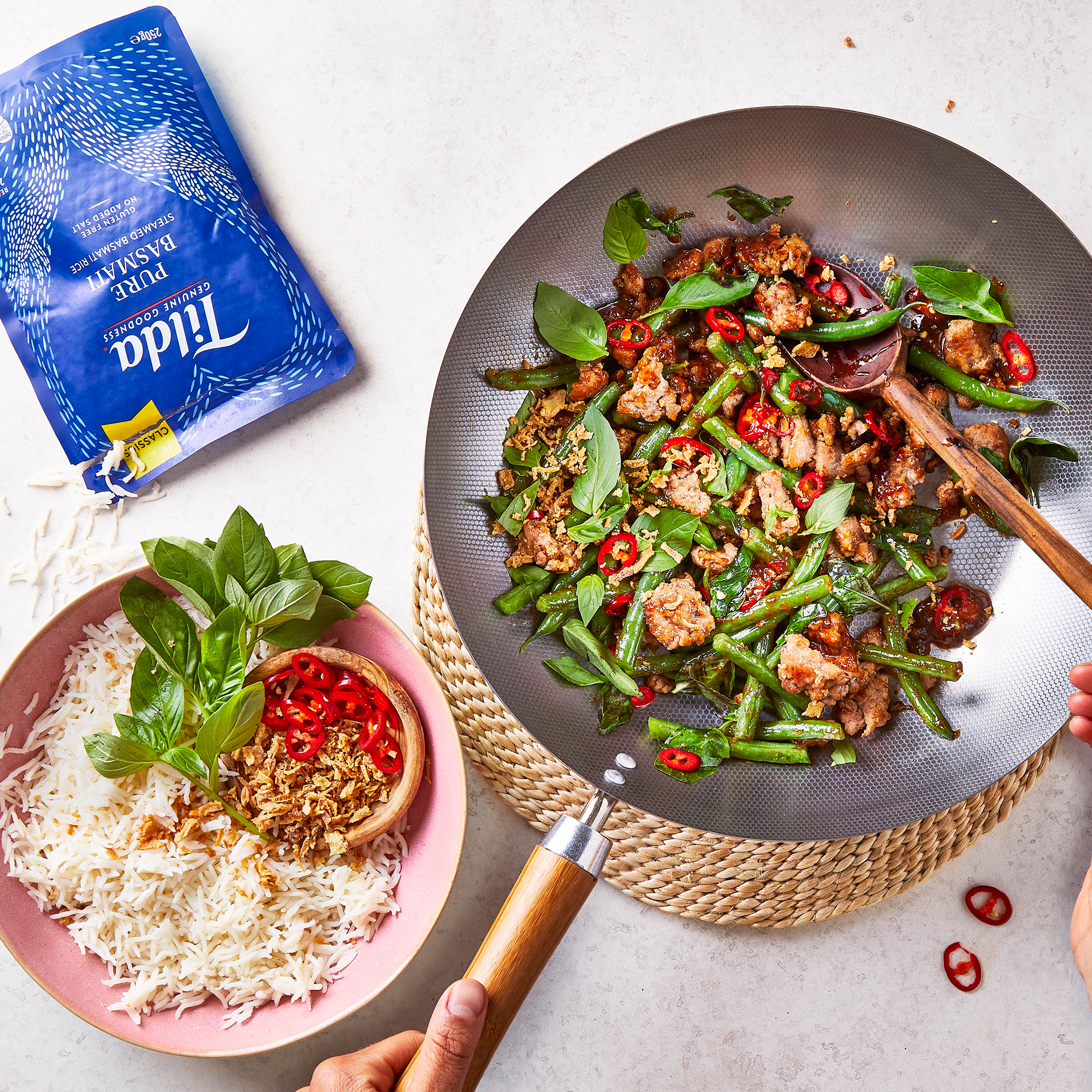 10Min Thai Basil Pork With Green Beans Recipe Gousto