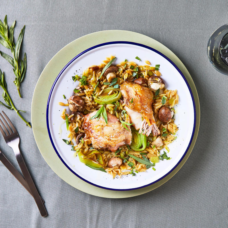 Crispy Chicken With Mushroom & Tarragon Orzo Recipe Gousto