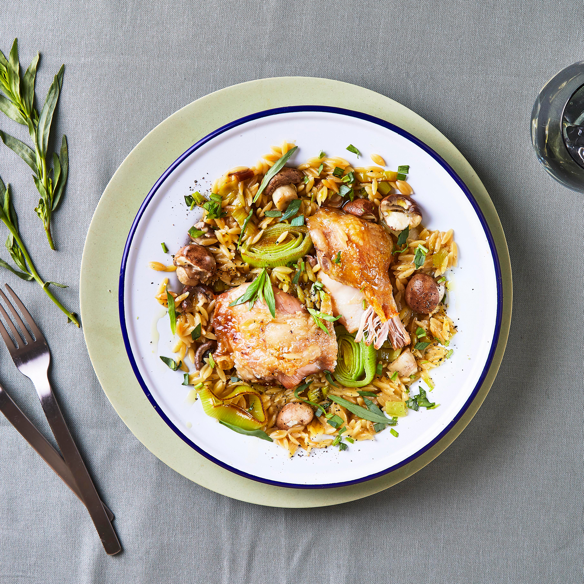 Crispy Chicken With Mushroom & Tarragon Orzo Recipe Gousto
