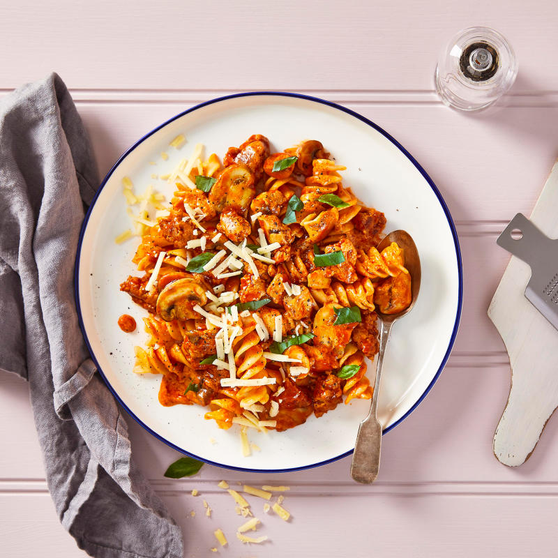 Creamy Pork & Mushroom Fusilloni With Basil Recipe Gousto