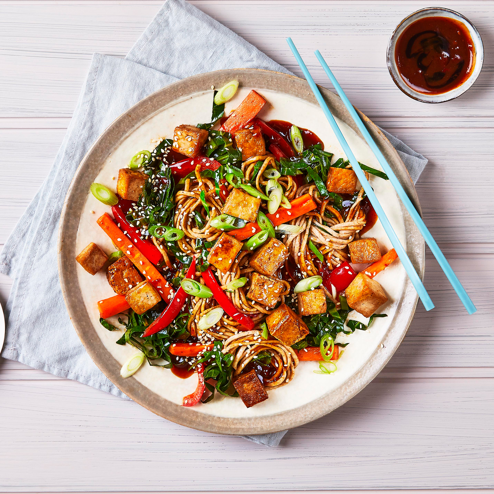 ChineseStyle Tofu & Red Pepper Chow Mein Recipe Gousto