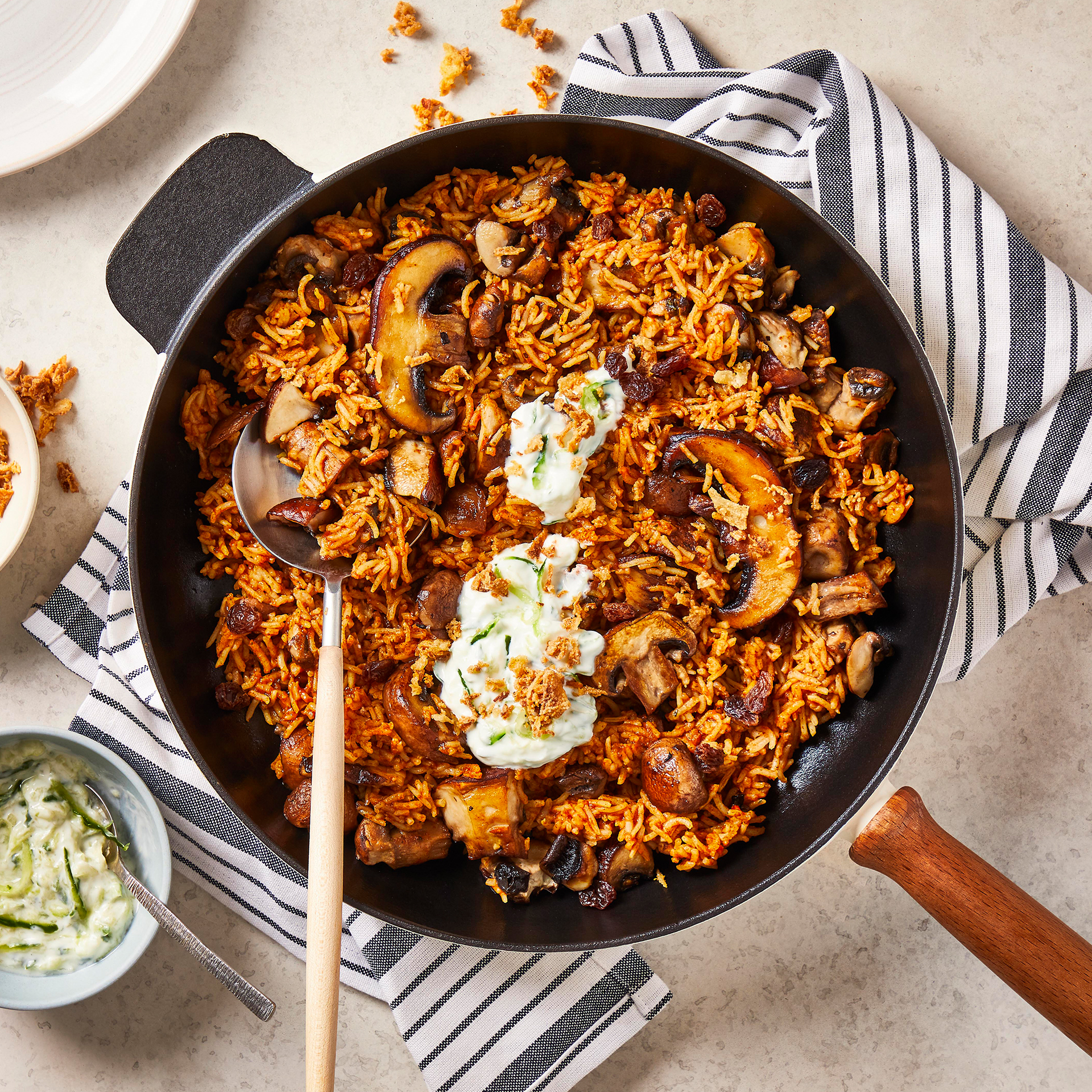 10Min Mushroom Biryani With Cucumber Raita Recipe Gousto