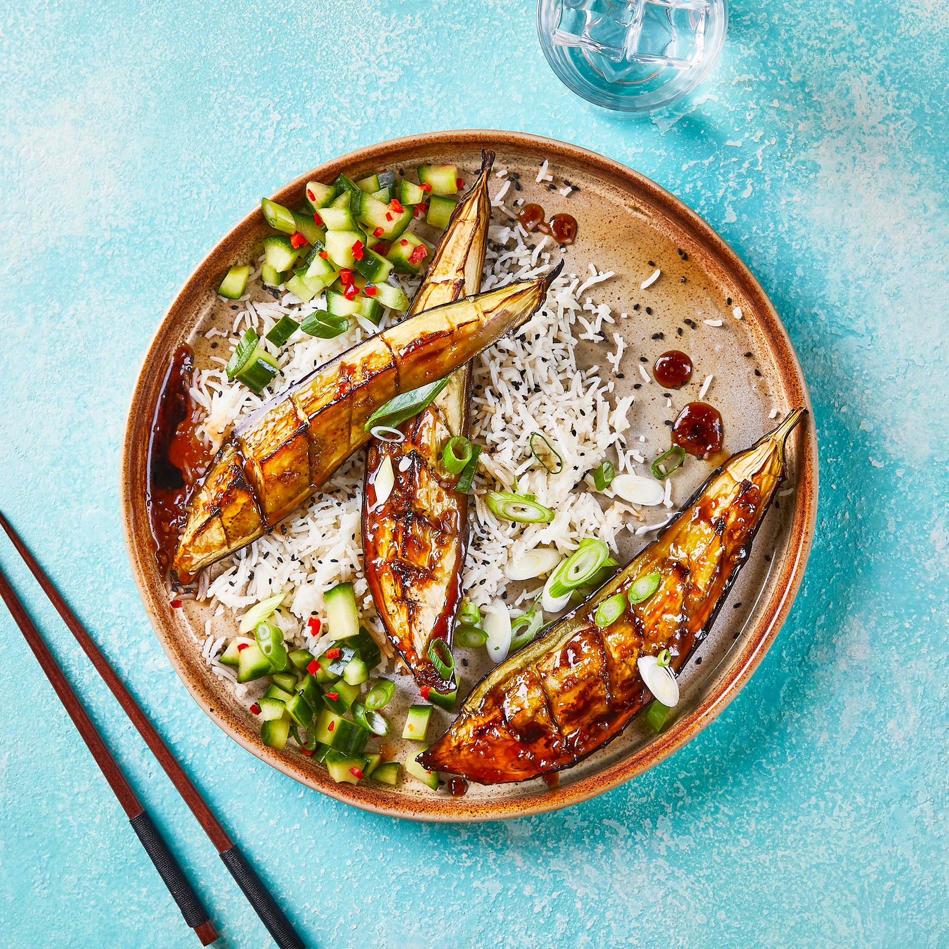Teriyaki Aubergine & Quick Pickled Cucumber Recipe Gousto