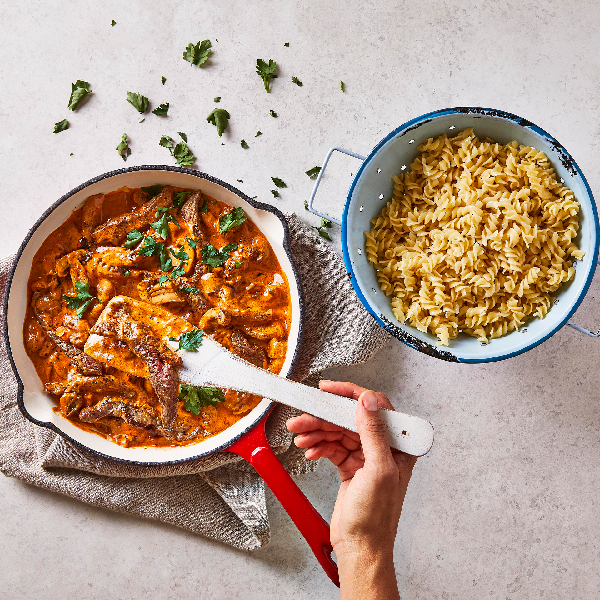 10Min Beef & Mushroom Stroganoff With Fusilli Recipe Gousto