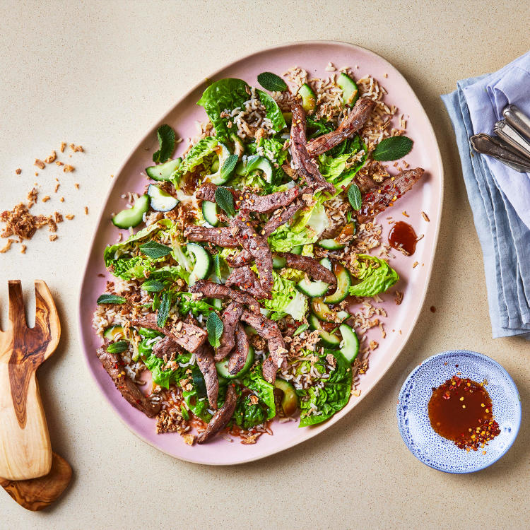 10Min Asian Beef Salad With Crispy Onions Recipe Gousto