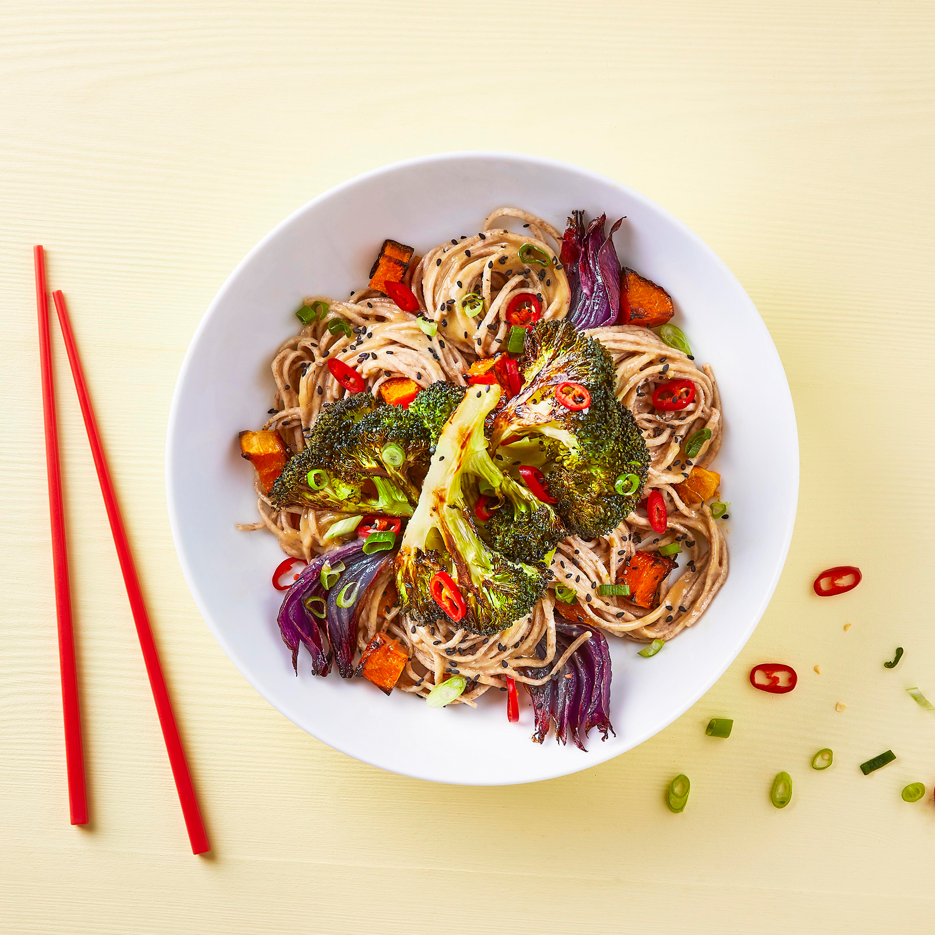 Sesame & Ginger Rainbow Vegetable Noodles Recipe Gousto