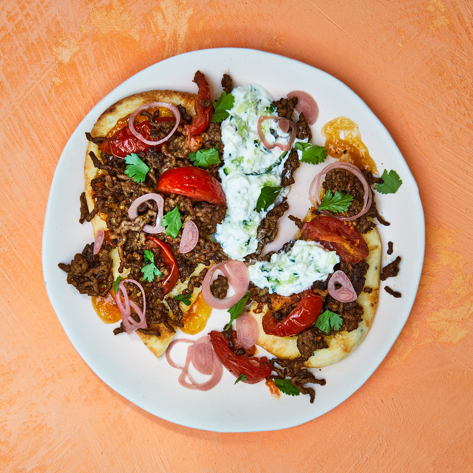 Indian Beef Keema Naan With Cucumber Raita Recipe Gousto