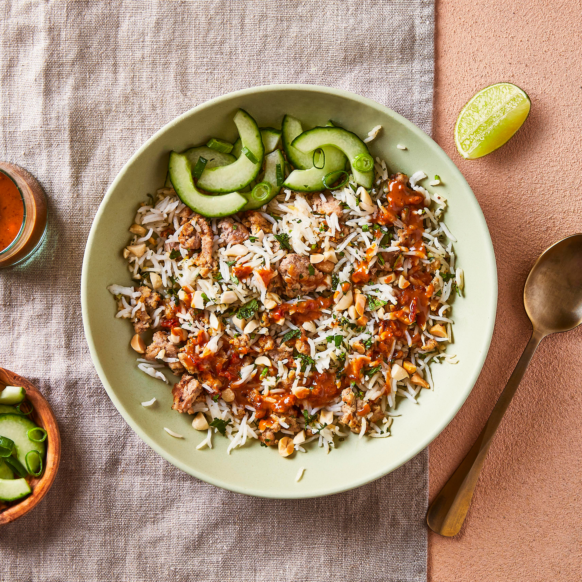 Satay Pork Rice With Cucumber Salad Recipe Gousto