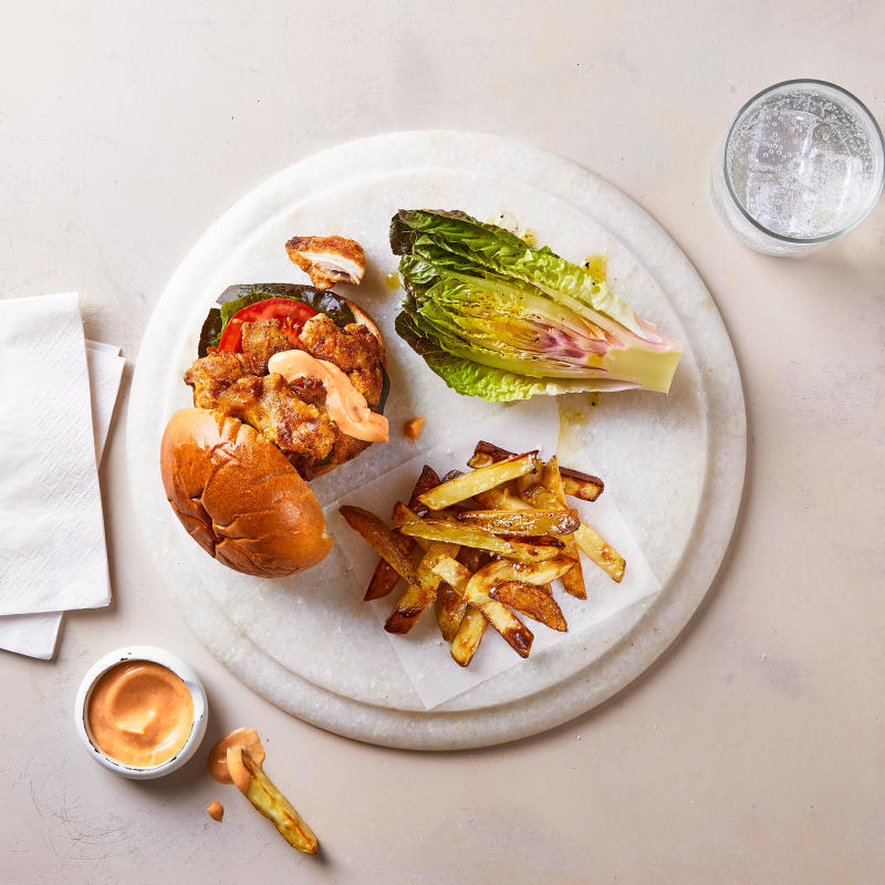 Fried Chicken Burger With Sriracha Mayo Recipe Gousto