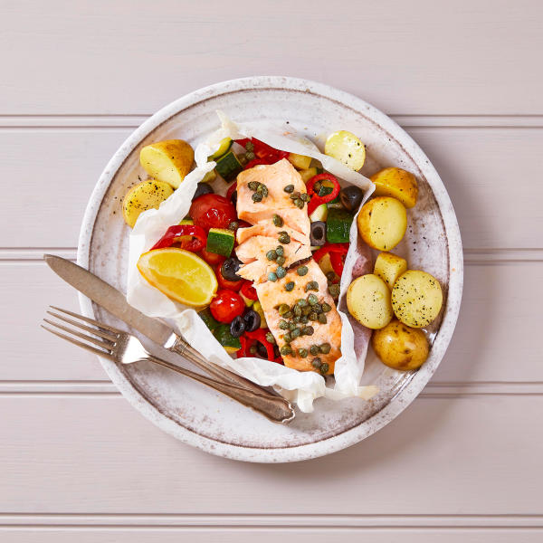 Mediterranean Salmon En Papillote With Potatoes Recipe Gousto