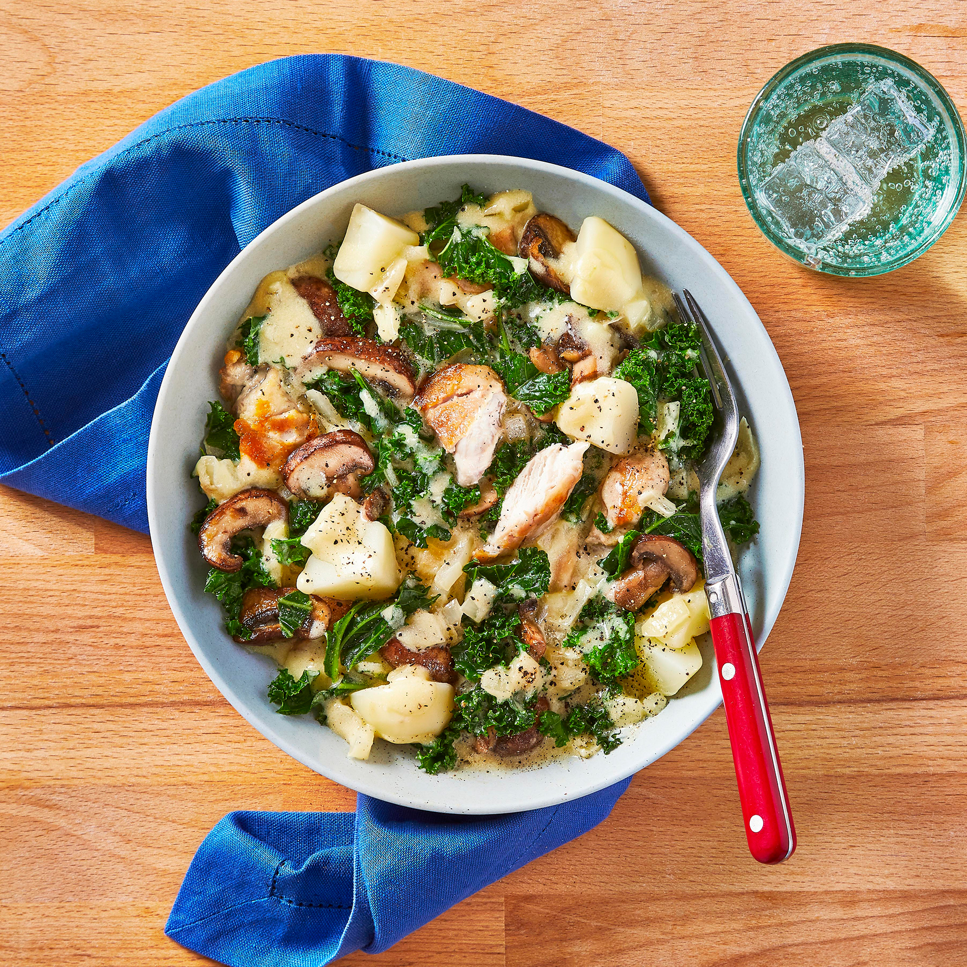AllInOne Chicken, Kale & Mushrooms Recipe Gousto