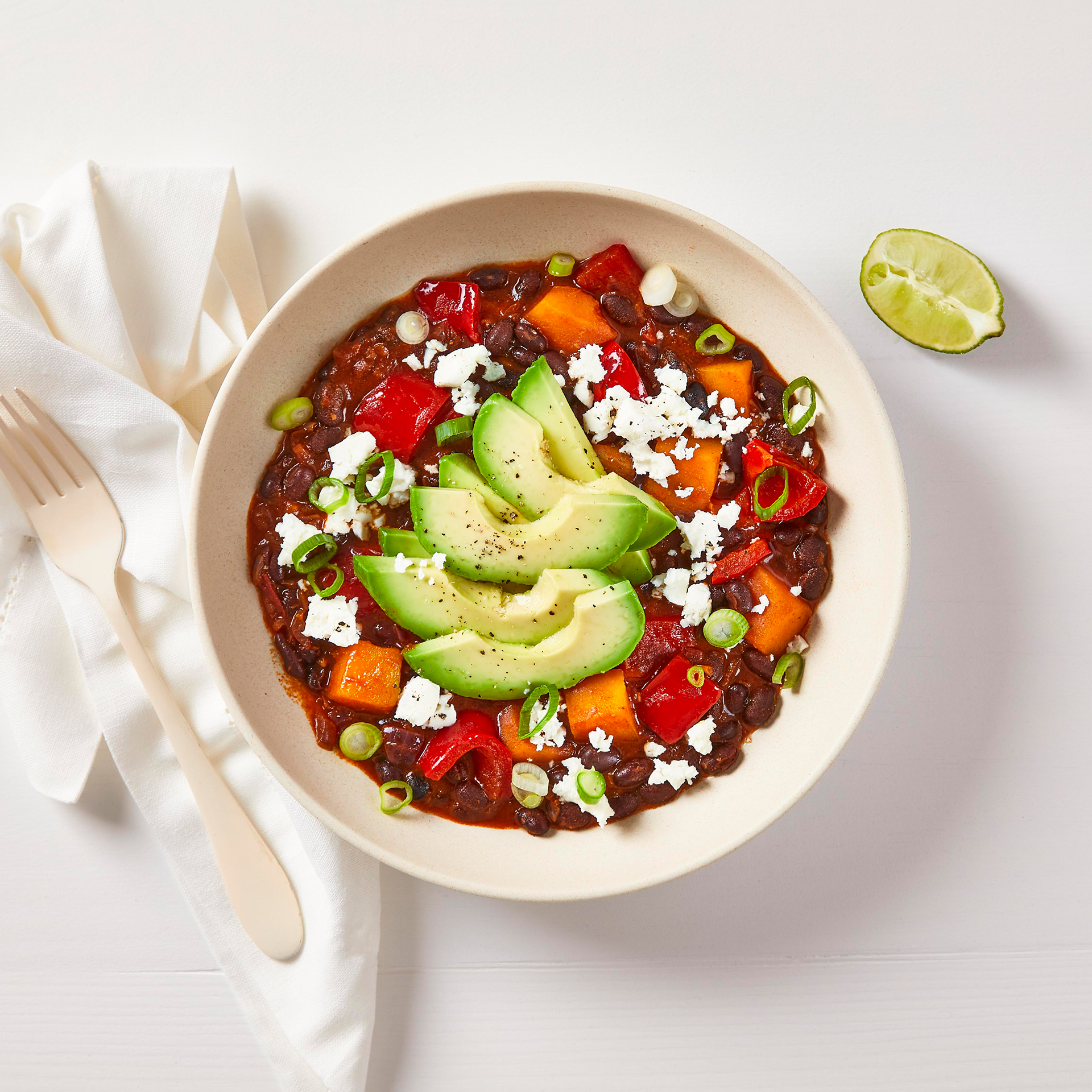 Black Bean & Butternut Chilli, Feta & Avocado Recipe Gousto
