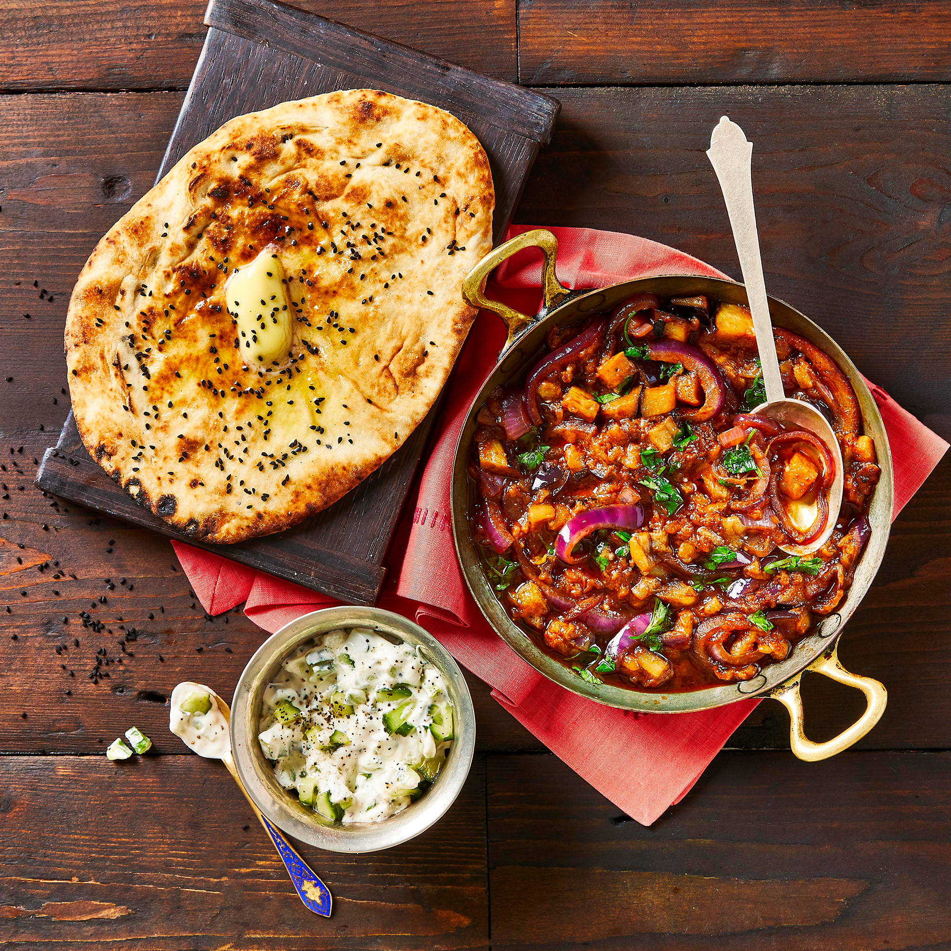 GujaratiStyle Aubergine Curry With Raita Recipe Gousto