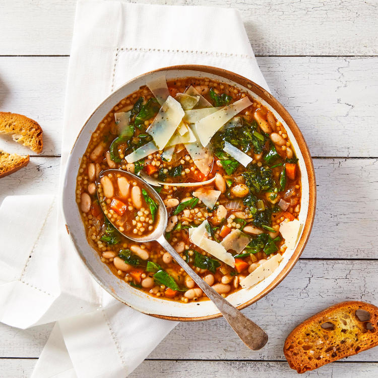 Giant Couscous Minestrone With Basil Oil Recipe Gousto