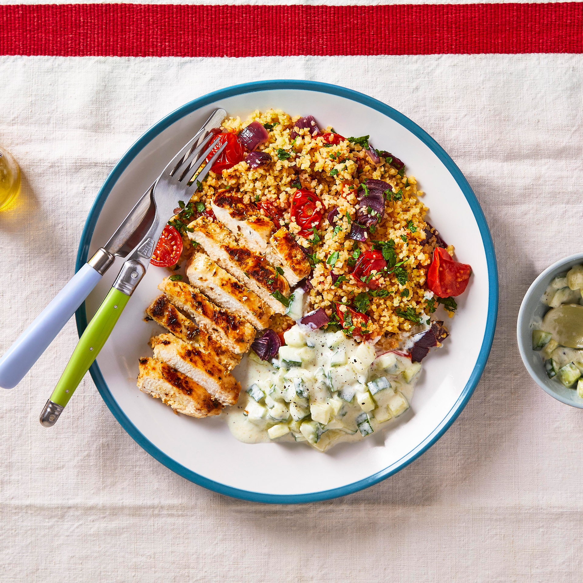 Lemony Chicken & Mediterranean Veg Bulgur Recipe Gousto