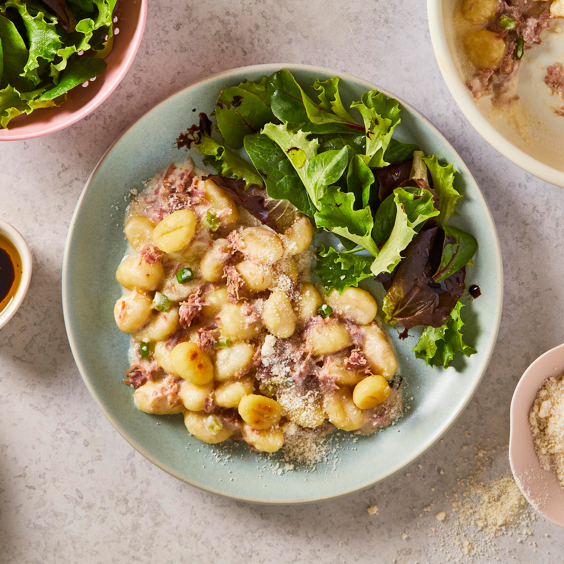 10Min Creamy Ham Hock Gnocchi With Salad Recipe Gousto