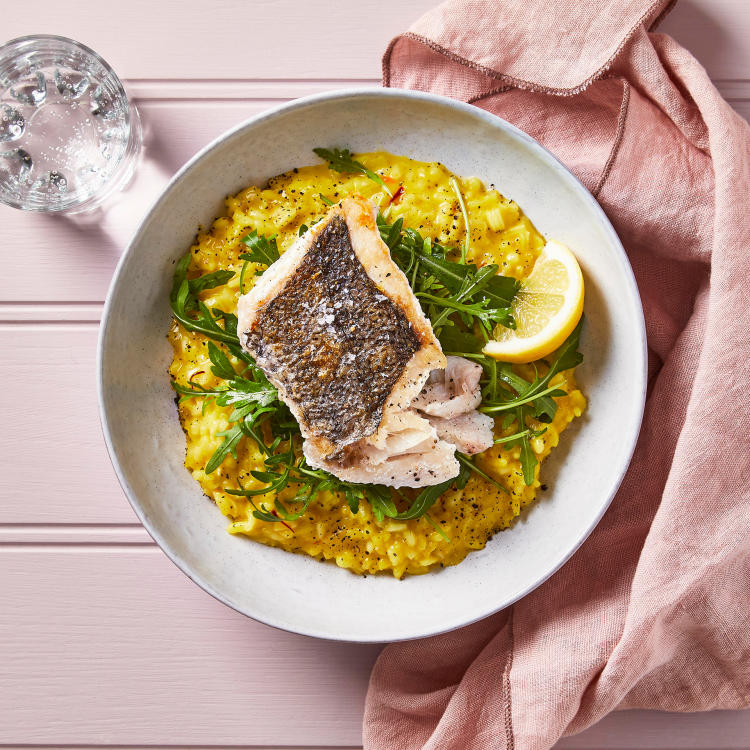 PanFried Hake & Saffron Risotto With Rocket Recipe Gousto