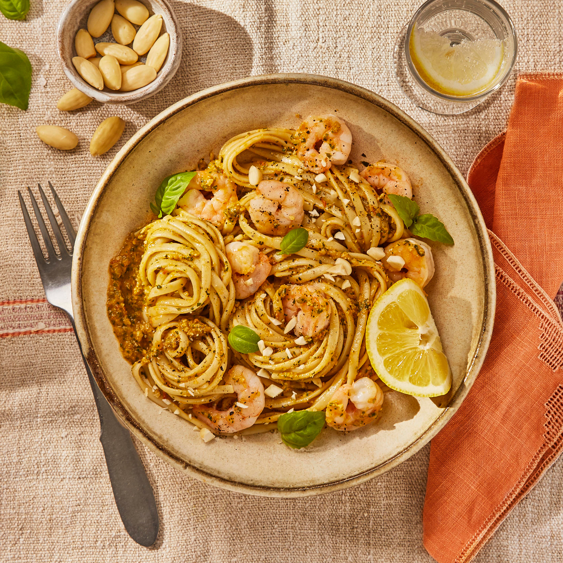 Trapanese Pesto Linguine With King Prawns Recipe Gousto