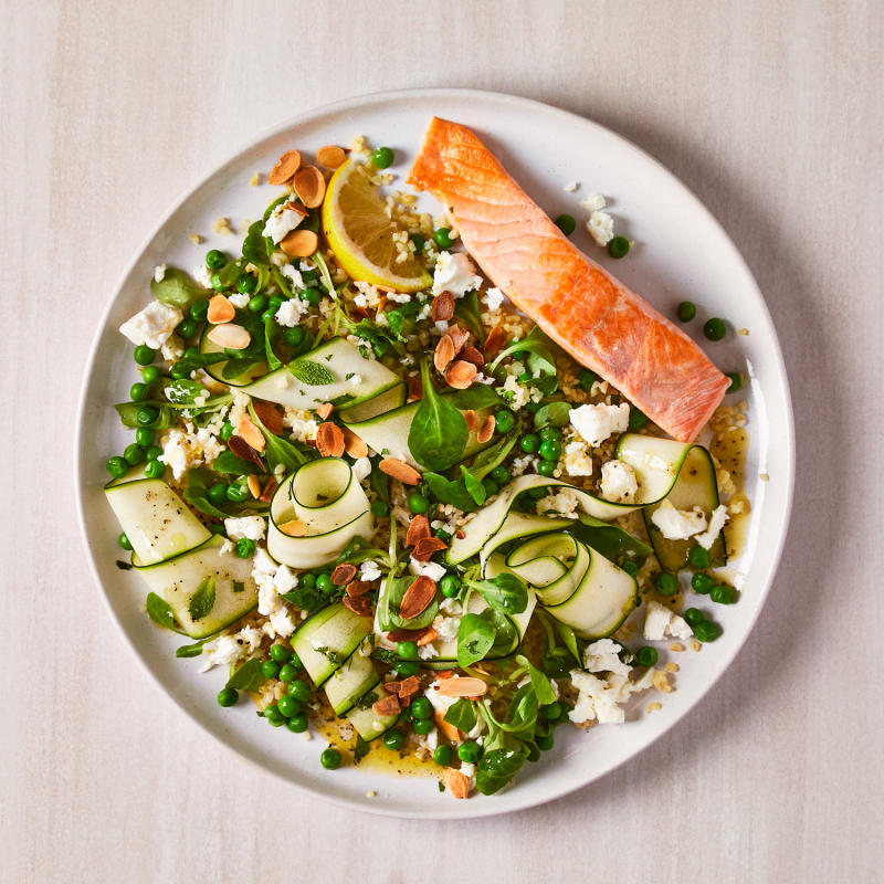 Salmon With Courgette Ribbon & Feta Salad Recipe Gousto