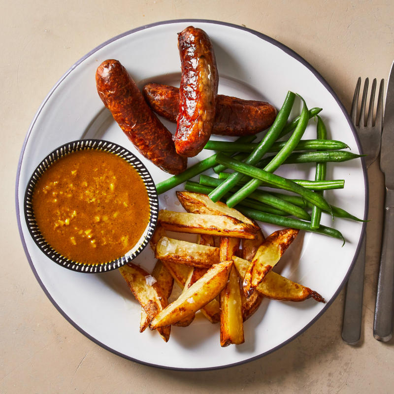 Sausages, Chips & Curry Sauce Recipe Gousto