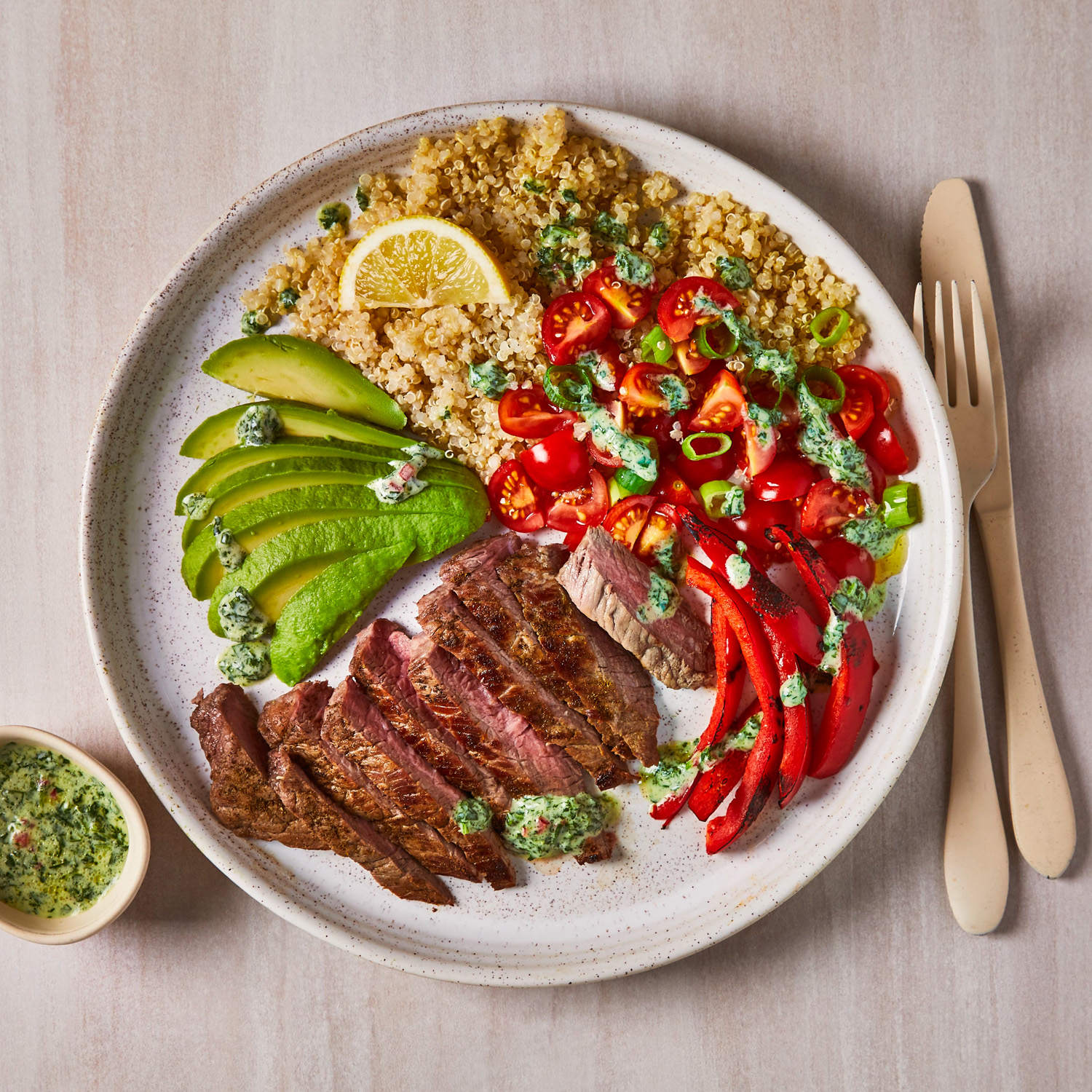 Steak, Quinoa & Chimichurri Yoghurt Recipe Gousto