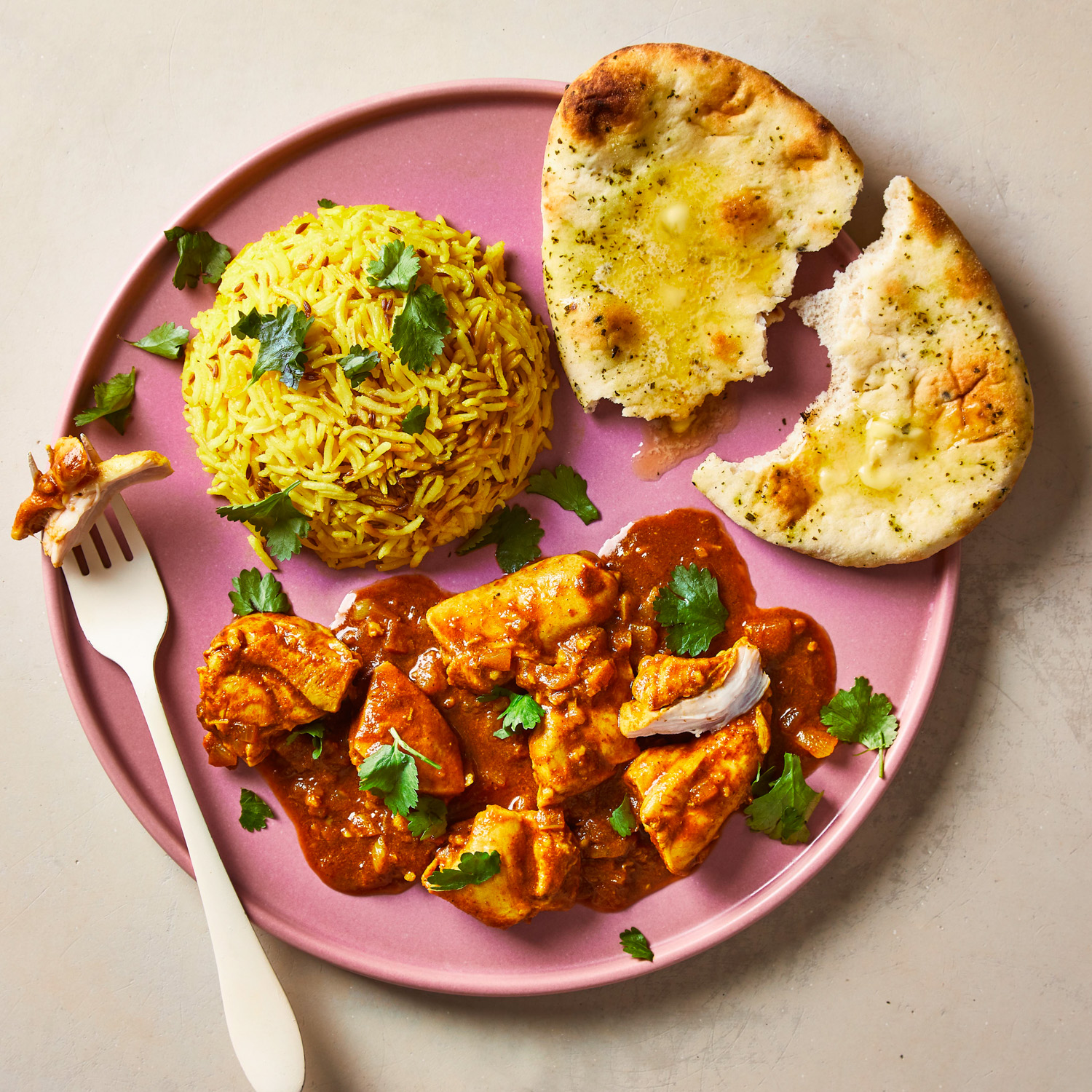 Chicken Pathia, Turmeric Rice & Naan Recipe Gousto