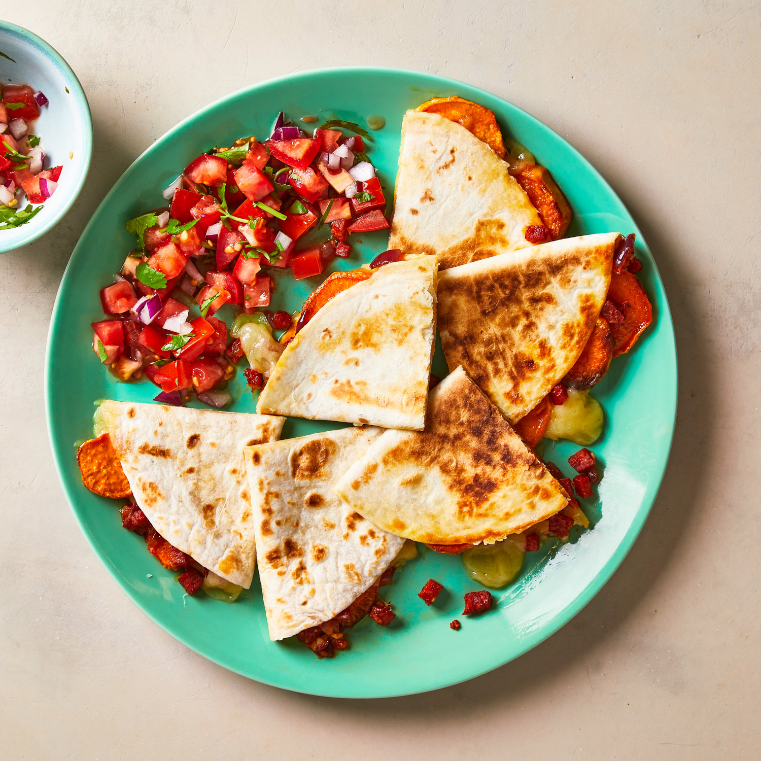 Chorizo & Sweet Potato Quesadillas With Salsa Recipe Gousto