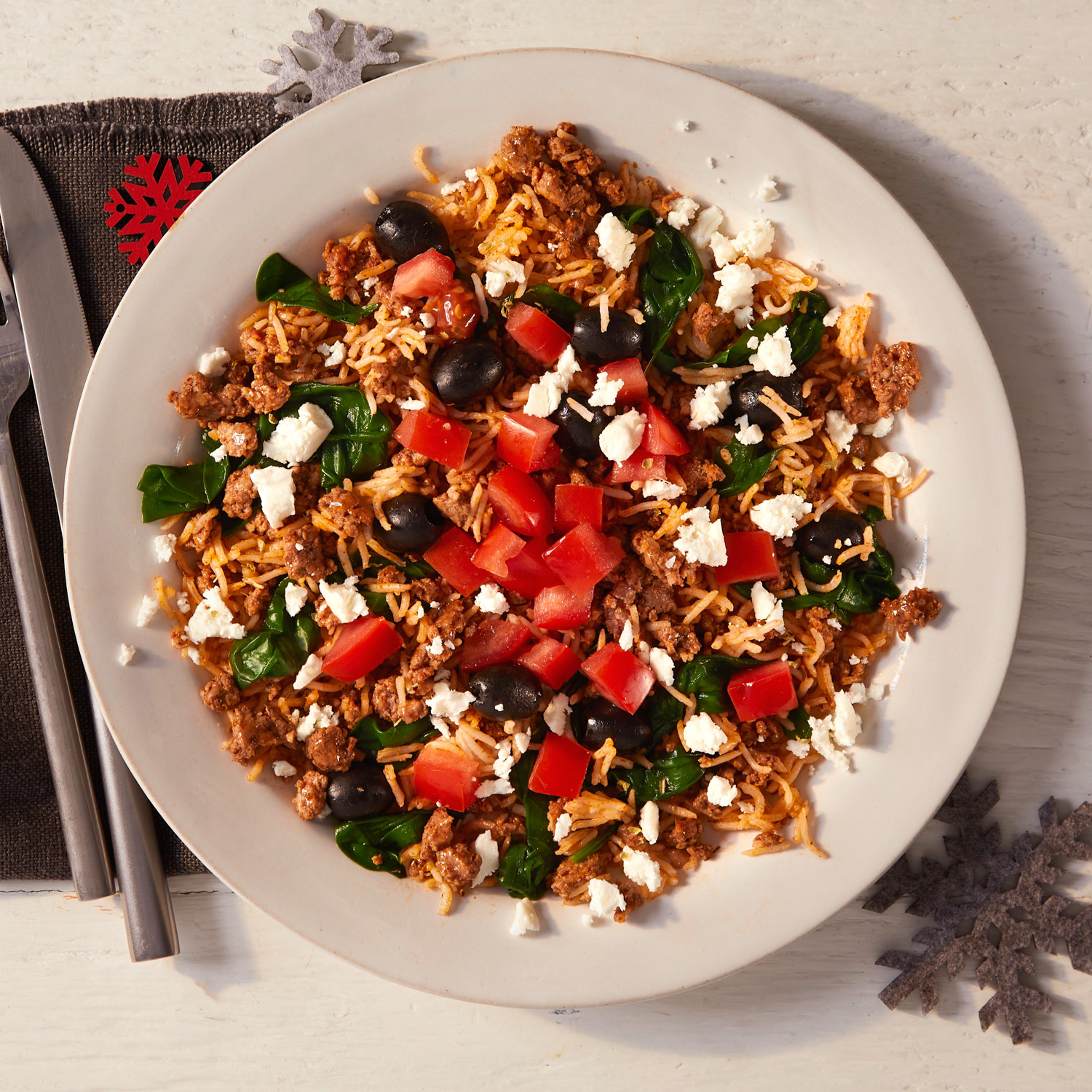 10Min Warming Greek Lamb Rice With Feta Recipe Gousto