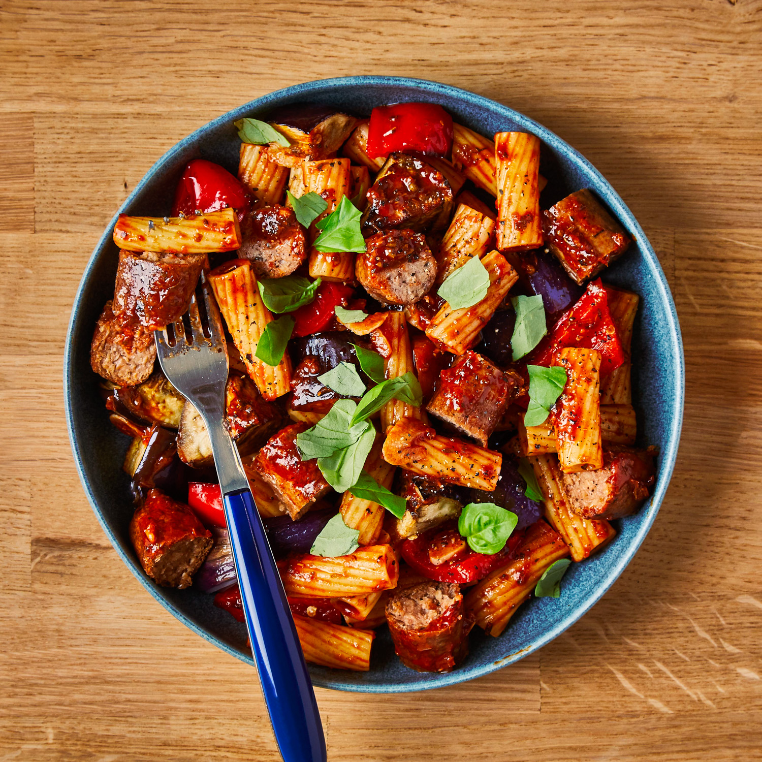 Roasted Veg & MeatFree Sausage Pasta Recipe Gousto