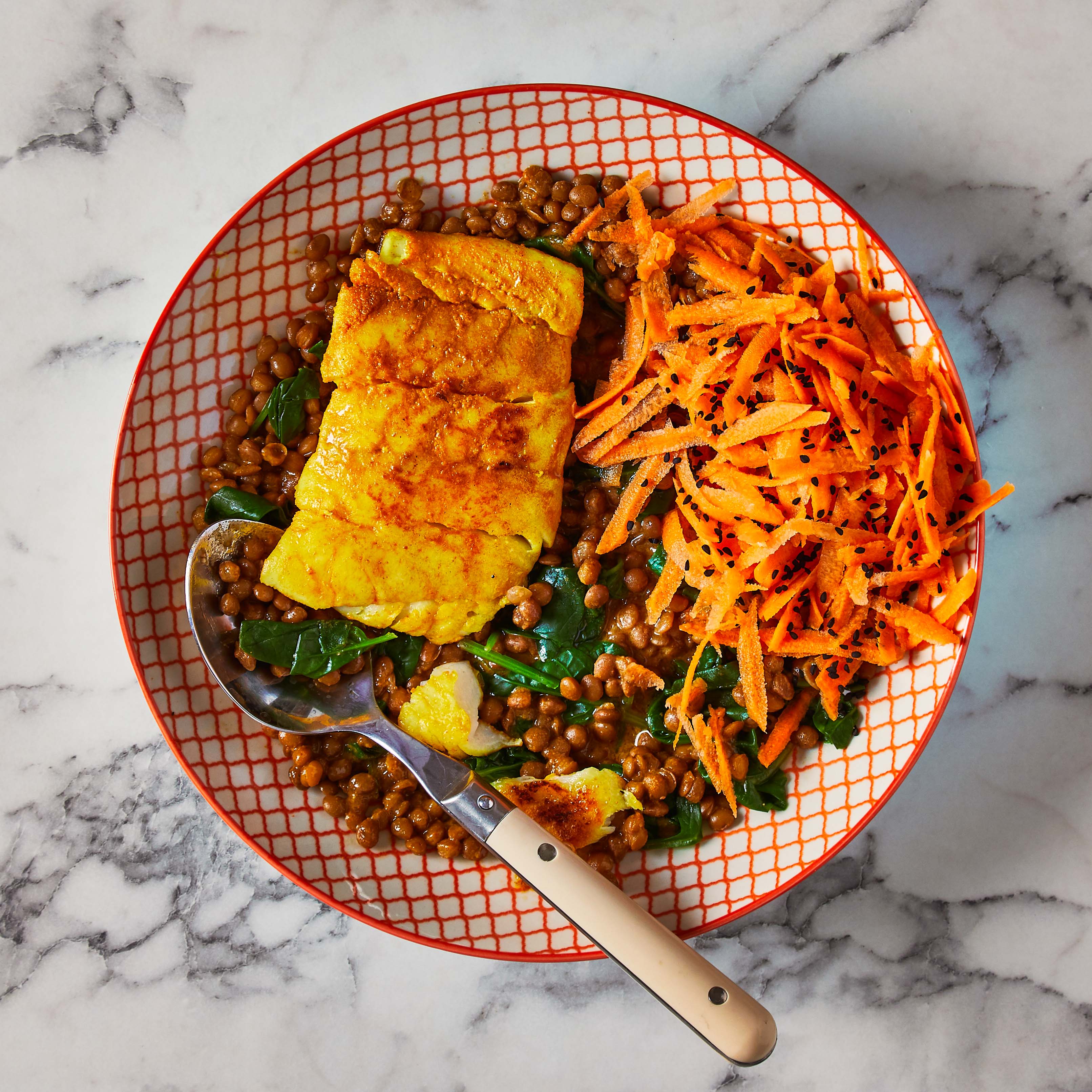 10Min Turmeric Cod With Curried Lentils Recipe Gousto