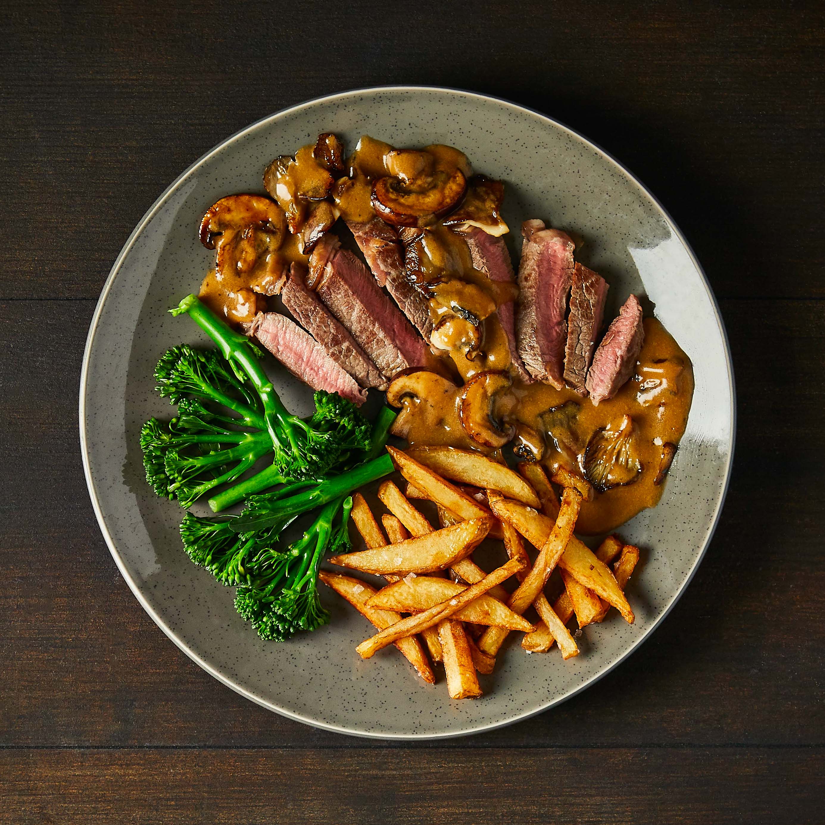 Valentine's 21Day Aged Sirloin, Truffled Mushroom Sauce & Fries Recipe