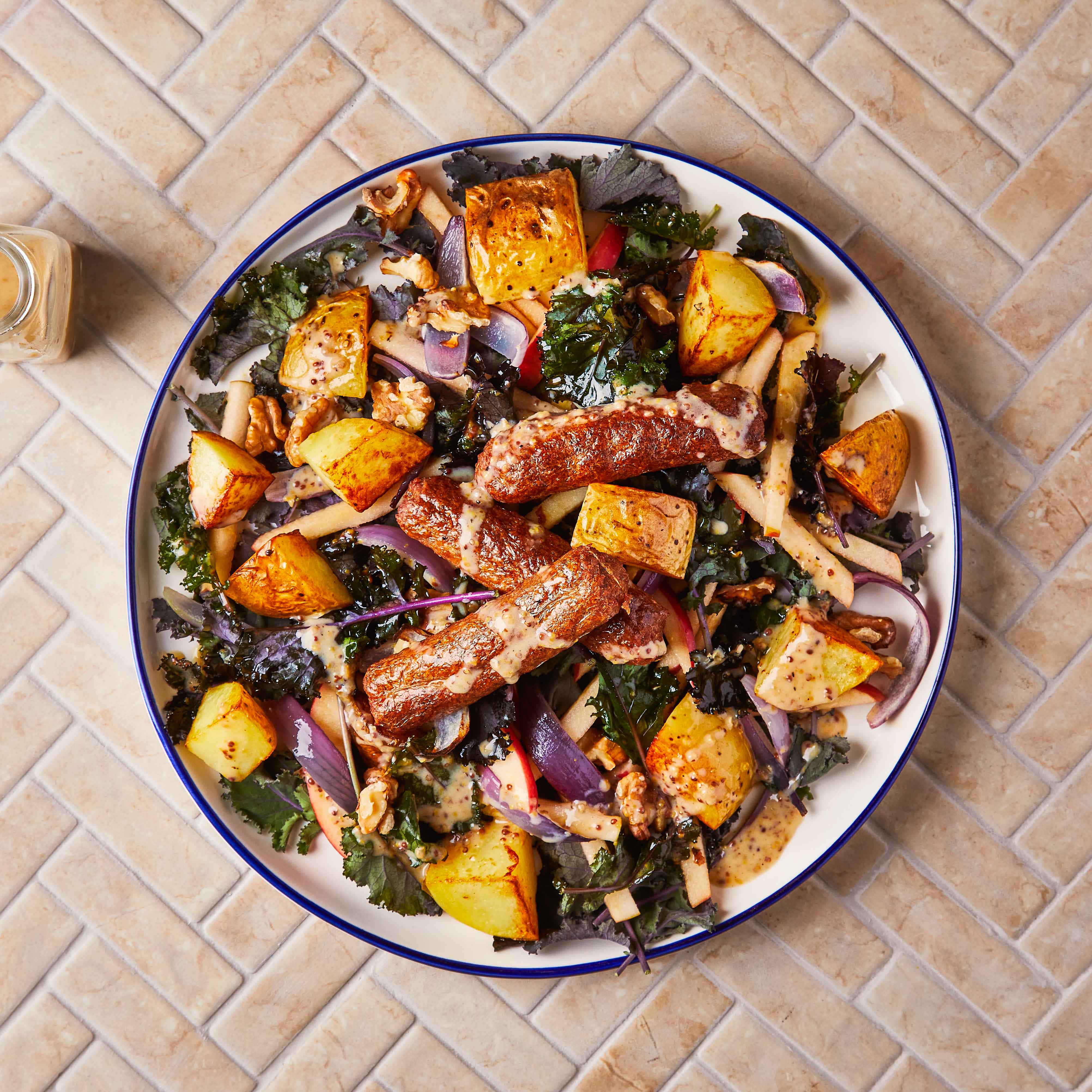 MeatFree Sausages With HoneyMustard Salad Recipe Gousto