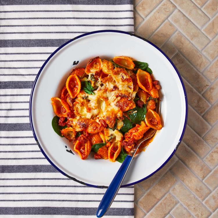 Conchiglie, Spinach & Chorizo Pasta Bake Recipe Gousto