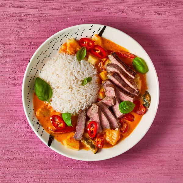 Sizzling Steak Red Thai Curry Recipe Gousto
