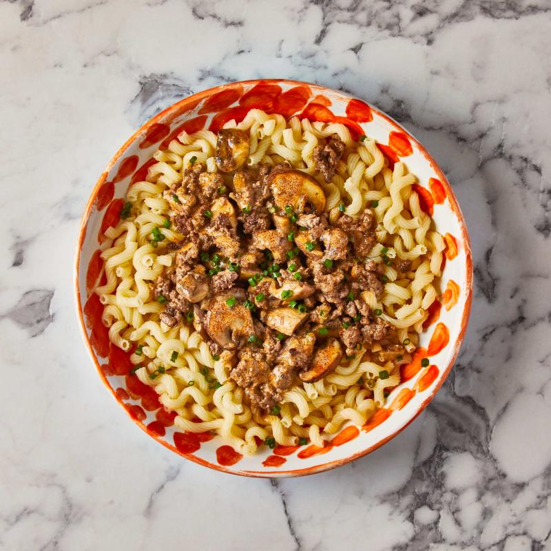 10Min Beef Mince Stroganoff With Amorini Pasta Recipe Gousto