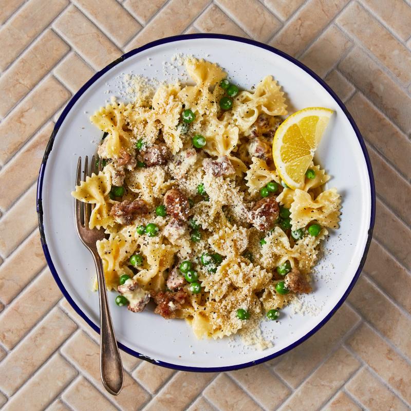 Creamy Sausage & Pea Farfalle Recipe Gousto