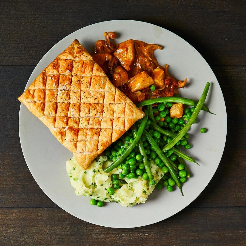 Chicken & Chorizo Pie, Herby Mash & Greens Recipe Gousto