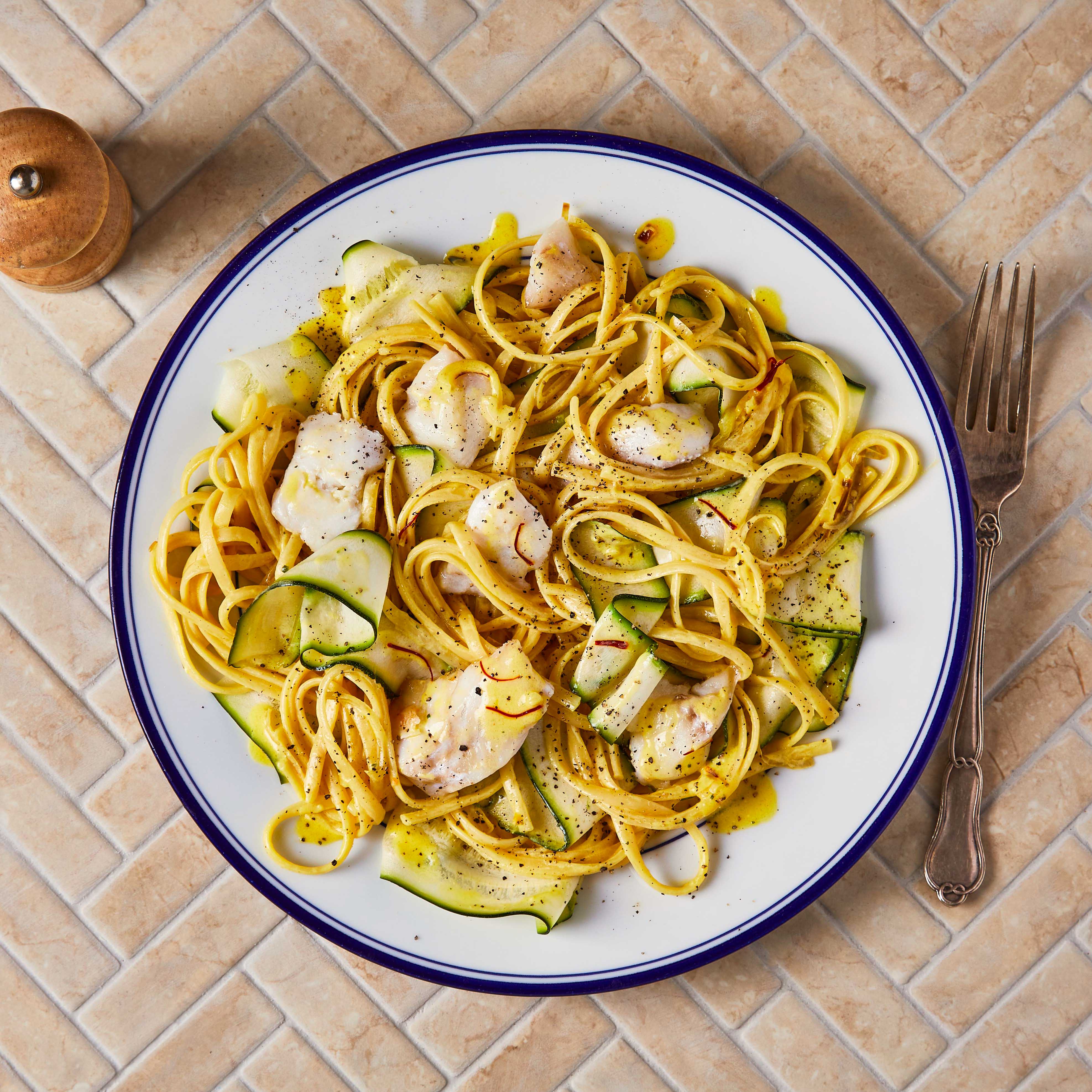 Creamy Saffron, Haddock & Courgette Linguine Recipe Gousto