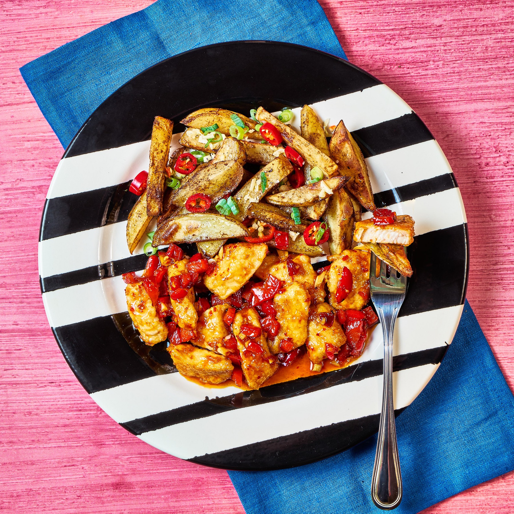 Sticky Chicken With Salt & Pepper Chips