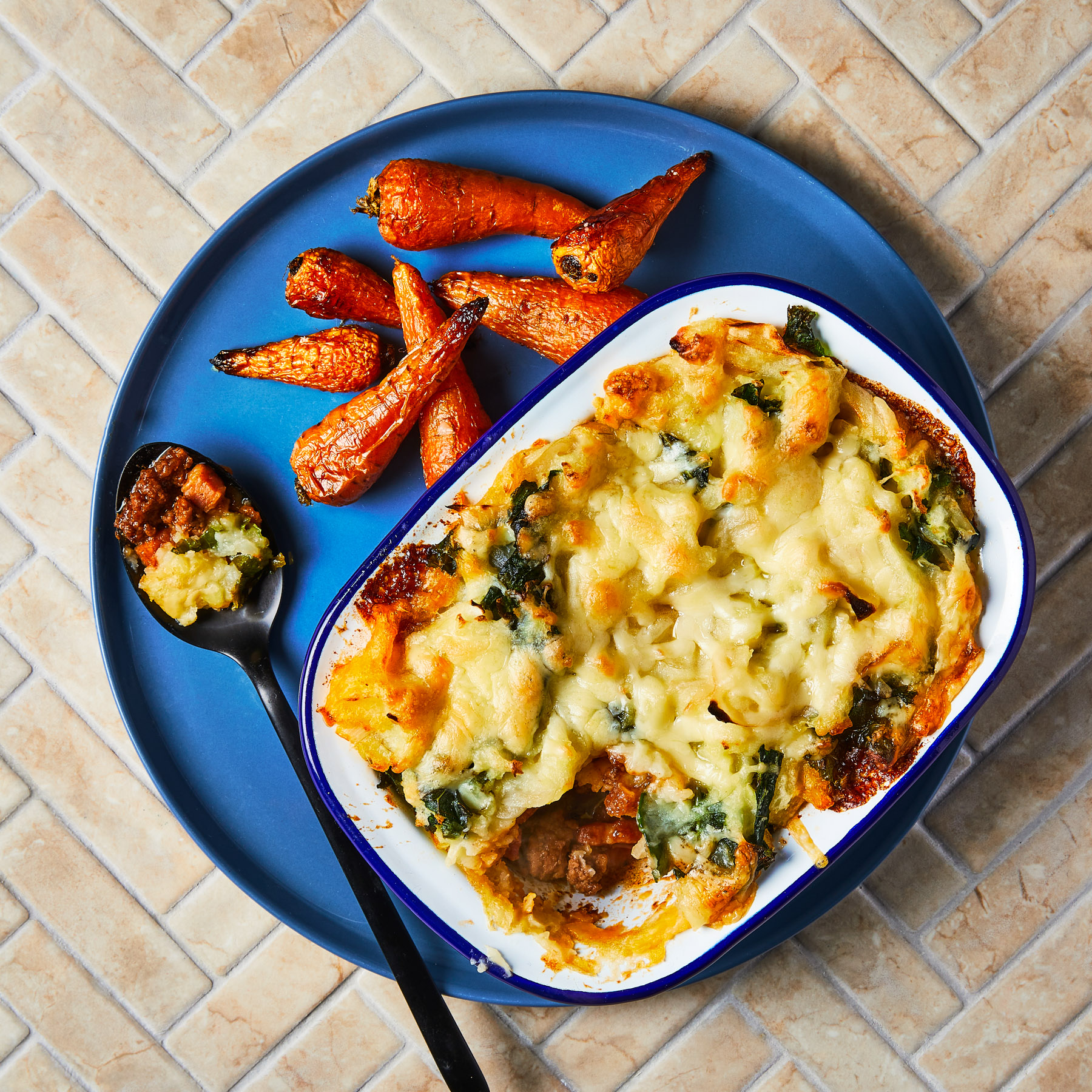 Scottish Beef & Bacon Pie with Cheesy Kale Smash Recipe Gousto