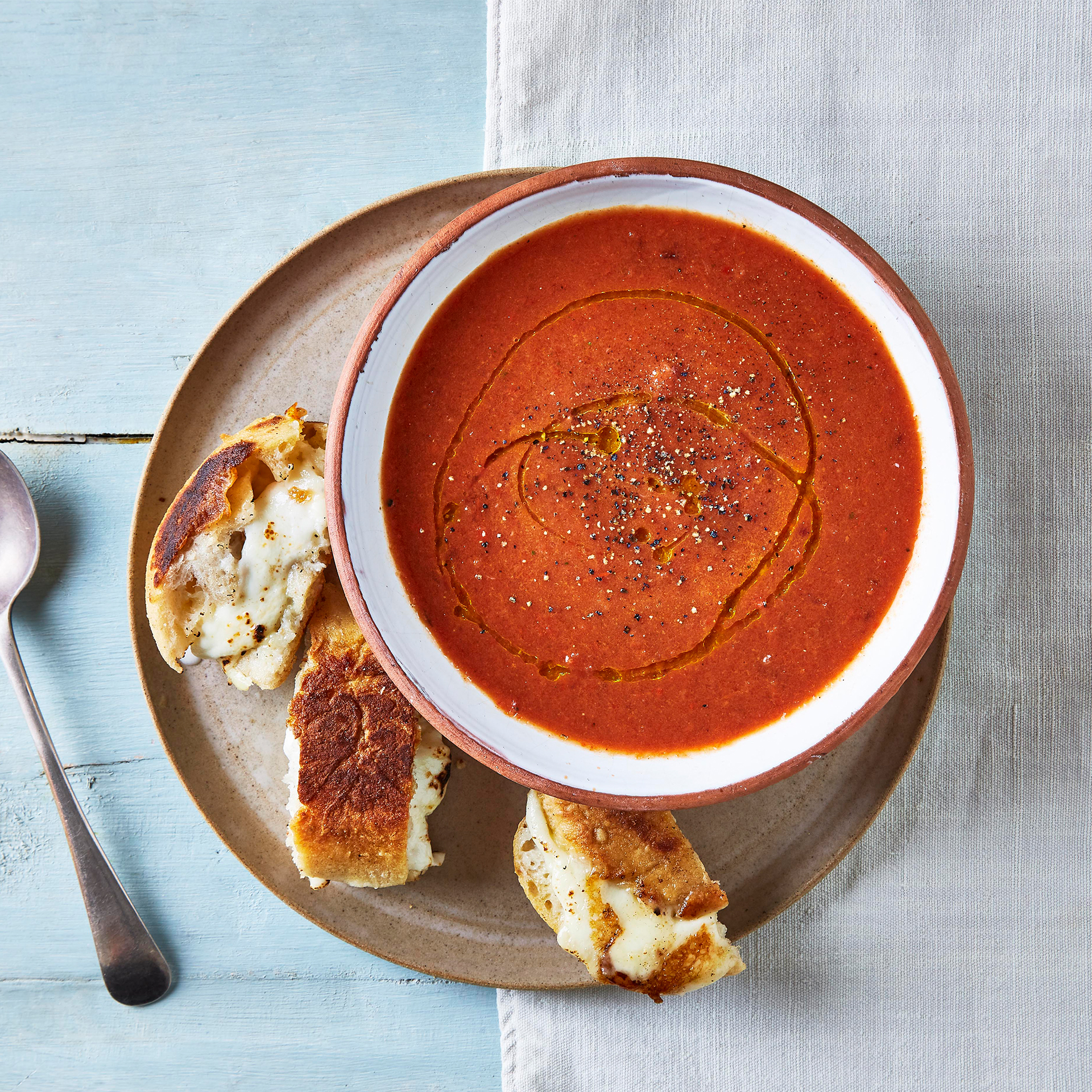 Hot Red Pepper Soup & Cheese Melts Recipe Gousto