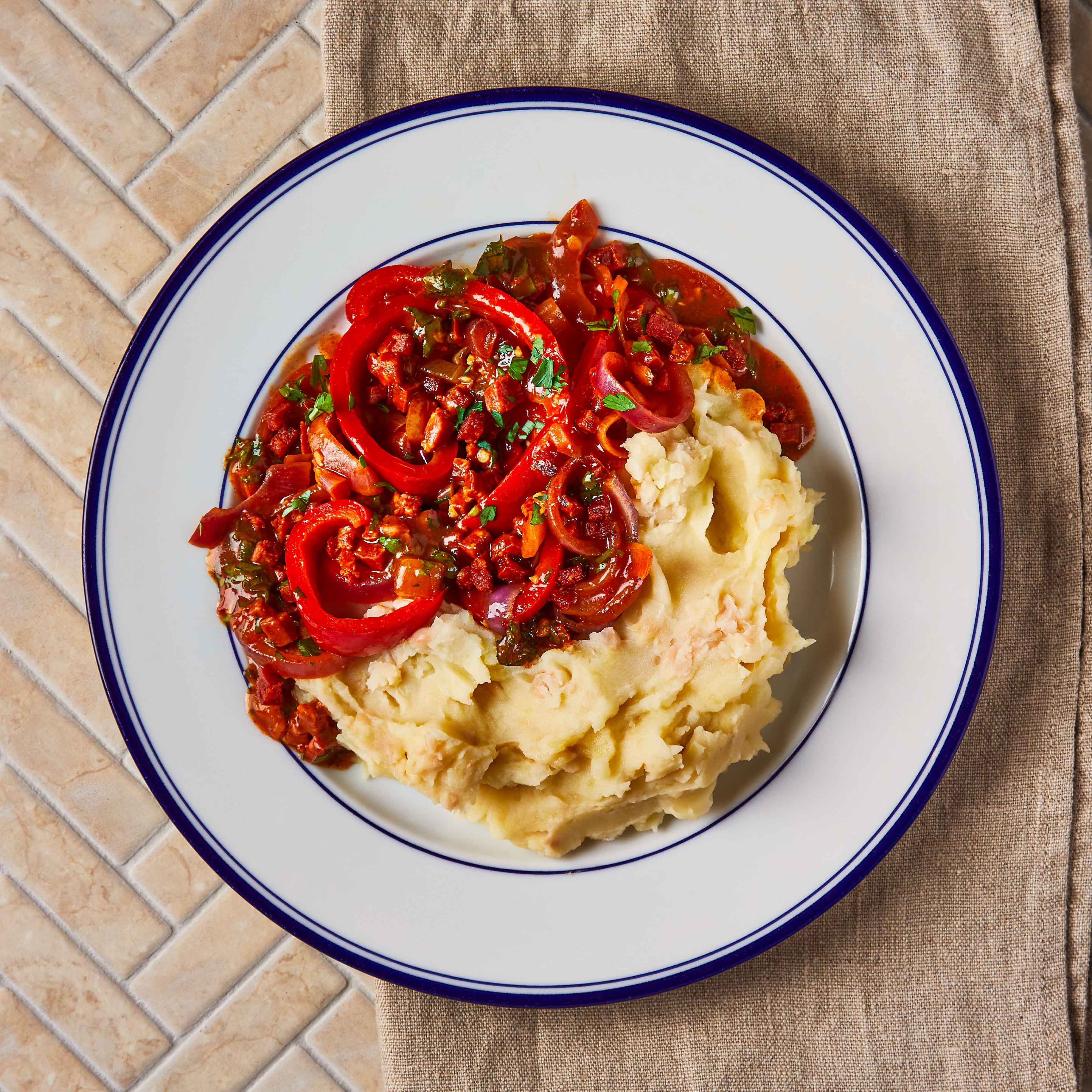 Harissa Chorizo With White Bean Mash Recipe Gousto