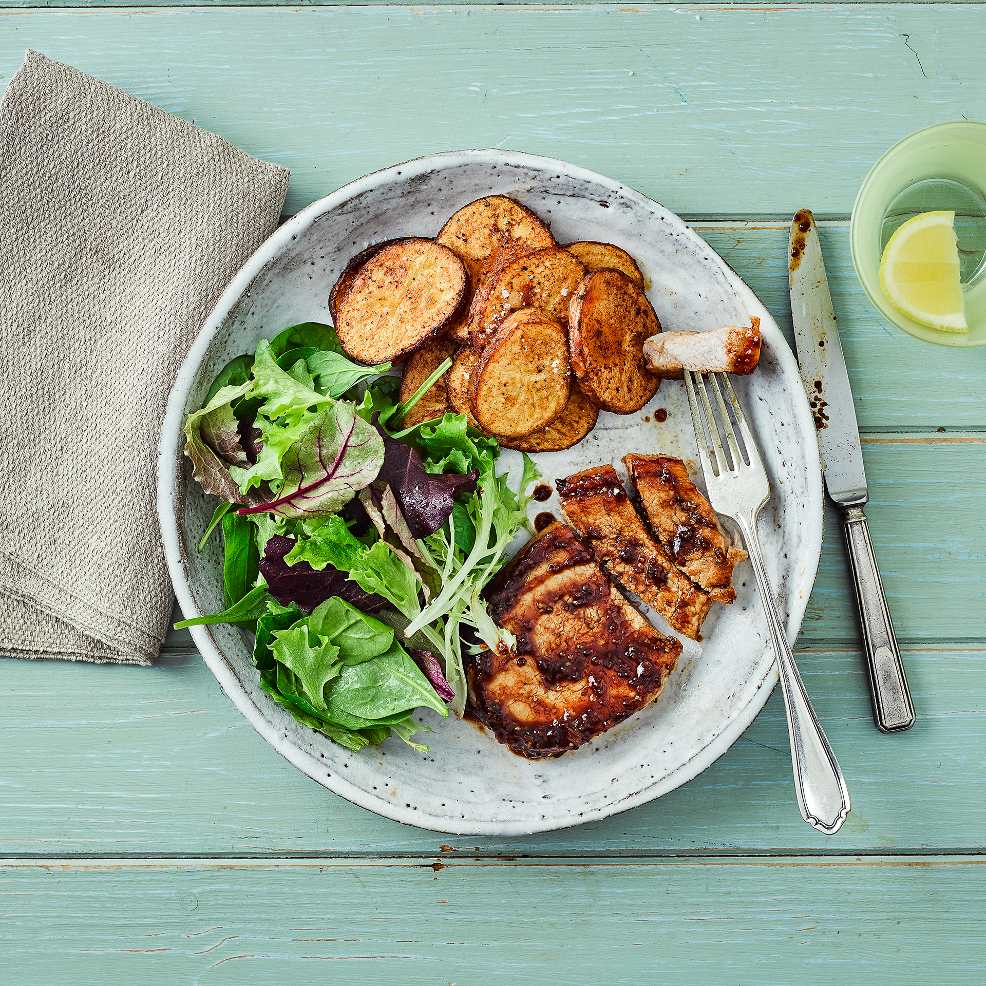 Pork Loin Steaks With BBQ Sauce & Mixed Salad Recipe Gousto