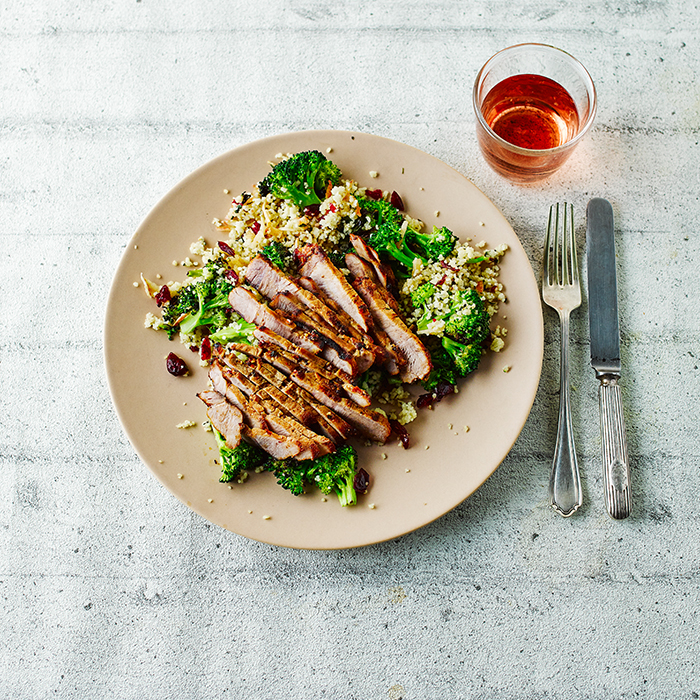 Spicy Pork Steaks & Broccoli Couscous Recipe Gousto