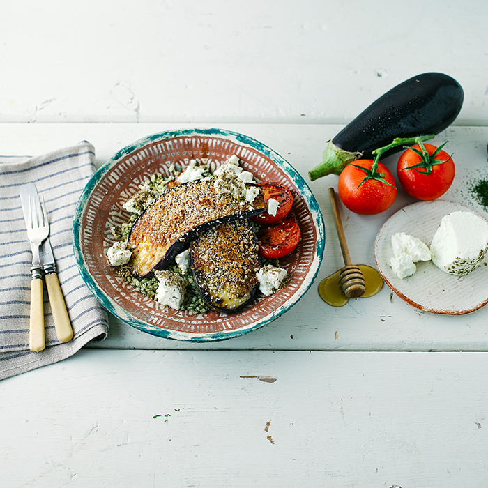 Goats' Cheese Baked Aubergine Recipe Gousto